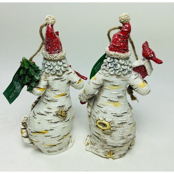Kurt Adler Set of 2 Birch Berry Black Santa W Animal Ornaments Raccoon Squirrel - Picture 4 of 4